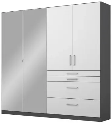 Homburg 4 Door Combi Wardrobe with Mirrors - Grey, White