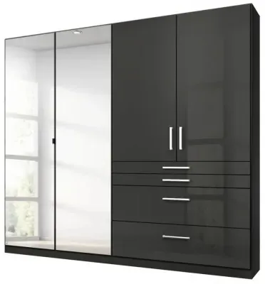 Homburg 4 Door Combi Wardrobe with Mirrors - Grey