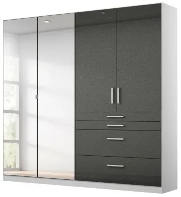 Homburg 4 Door Combi Wardrobe with Mirrors - White