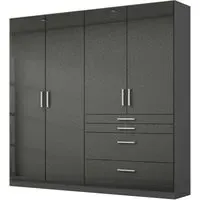 Homburg 4 Door Wardrobe with Drawers - Grey