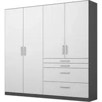 Homburg 4 Door Wardrobe with Drawers - Grey, White