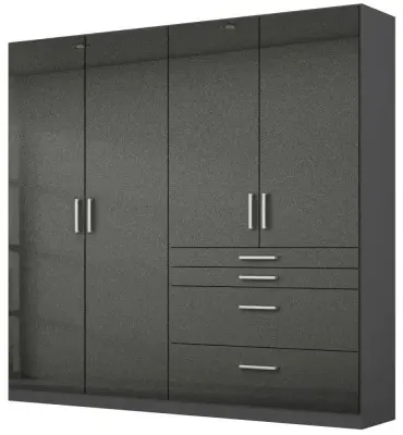 Homburg 4 Door Wardrobe with Drawers - Grey