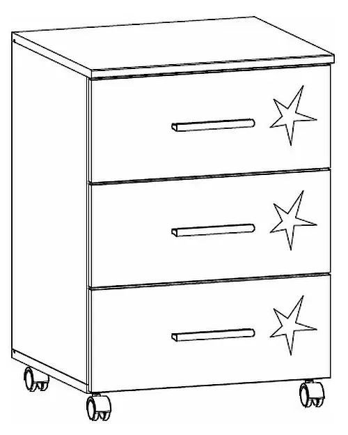 Home Office 3 Drawer Chest on Castors - White