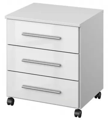 Home Office 3 Drawer Chest on Castors - White
