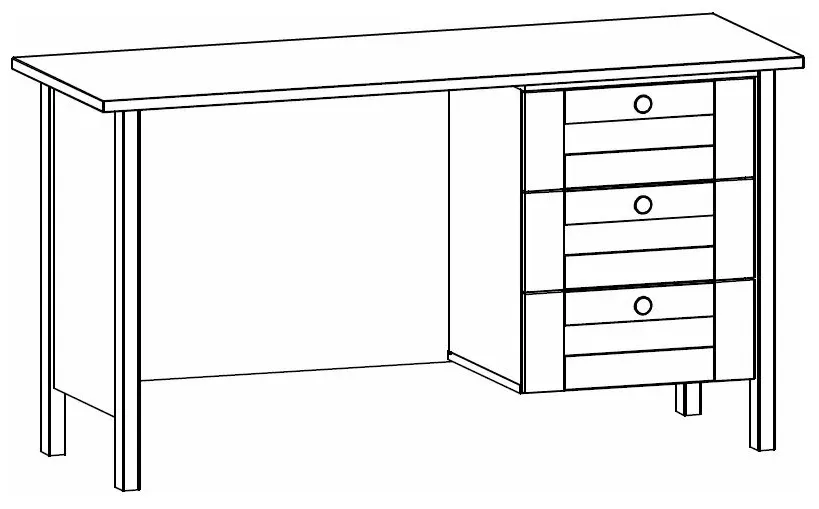 Home Office 3 Drawer Desk - Alpine White, Oak