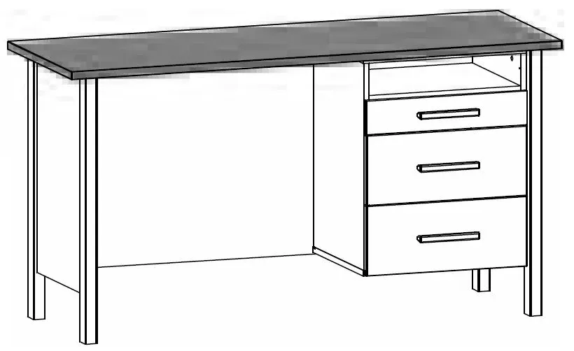 Home Office 3 Drawer Desk - Alpine White, Sonoma Oak