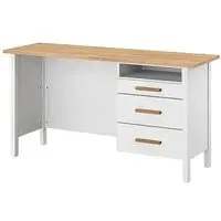 Home Office 3 Drawer Desk - Alpine White, Sonoma Oak