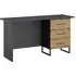 Home Office 3 Drawer Desk - Metallic Grey, Wotan Oak