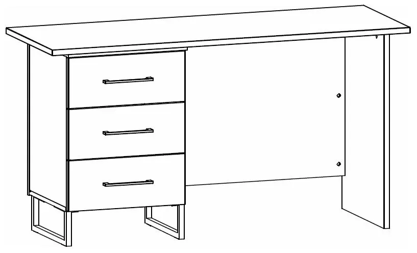 Home Office 3 Drawer Desk - Metallic Grey, Wotan Oak