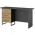 Home Office 3 Drawer Desk - Metallic Grey, Wotan Oak