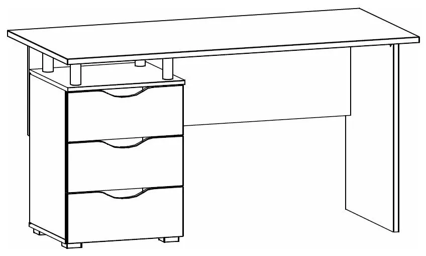 Home Office Single 3 Drawer Desk - Alpine White