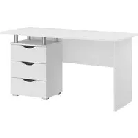 Home Office Single 3 Drawer Desk - Alpine White