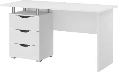 Home Office Single 3 Drawer Desk - Alpine White