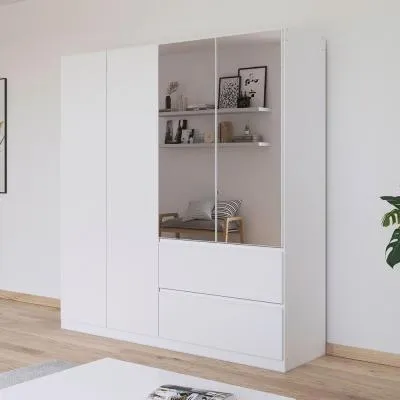 Joel 181cm 4 Door Combi Wardrobe - Alpine White