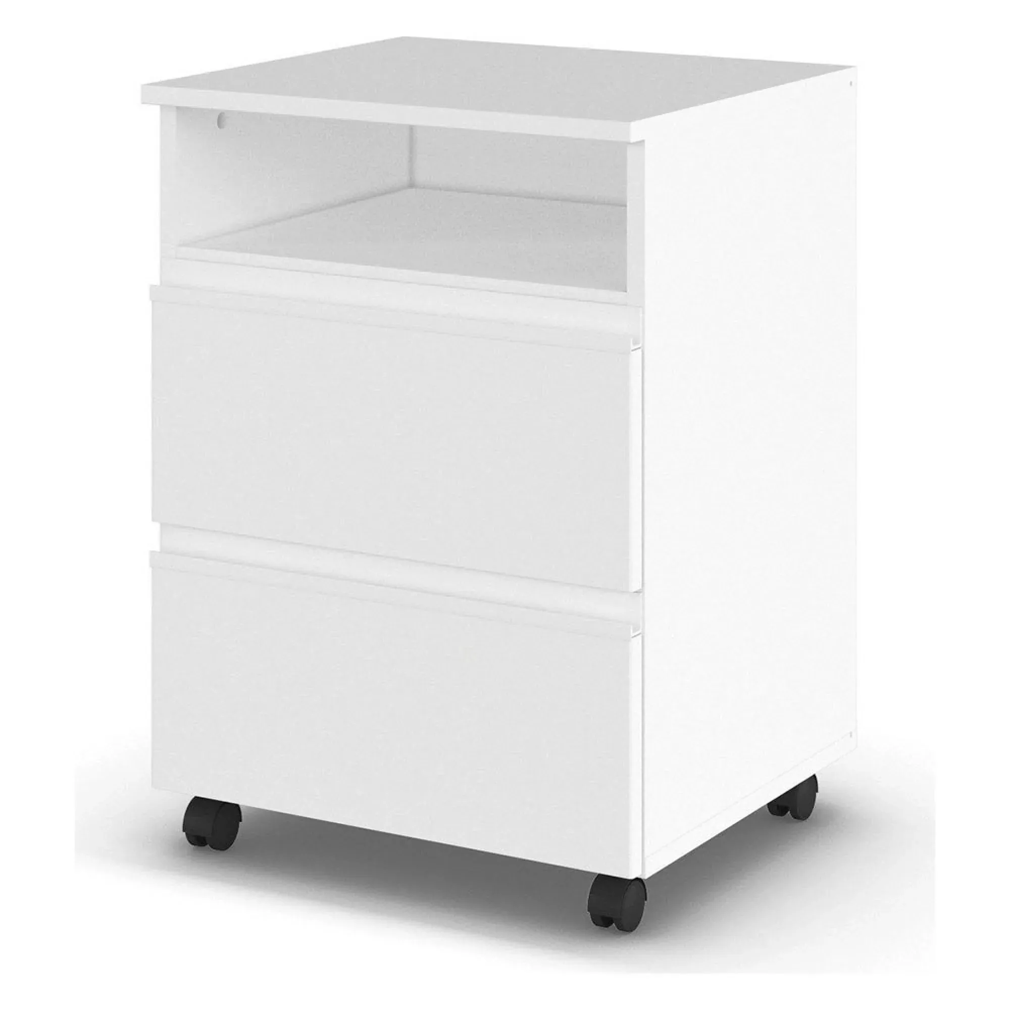Joel 2 Drawer Bedside Cabinet on Wheels - Alpine White