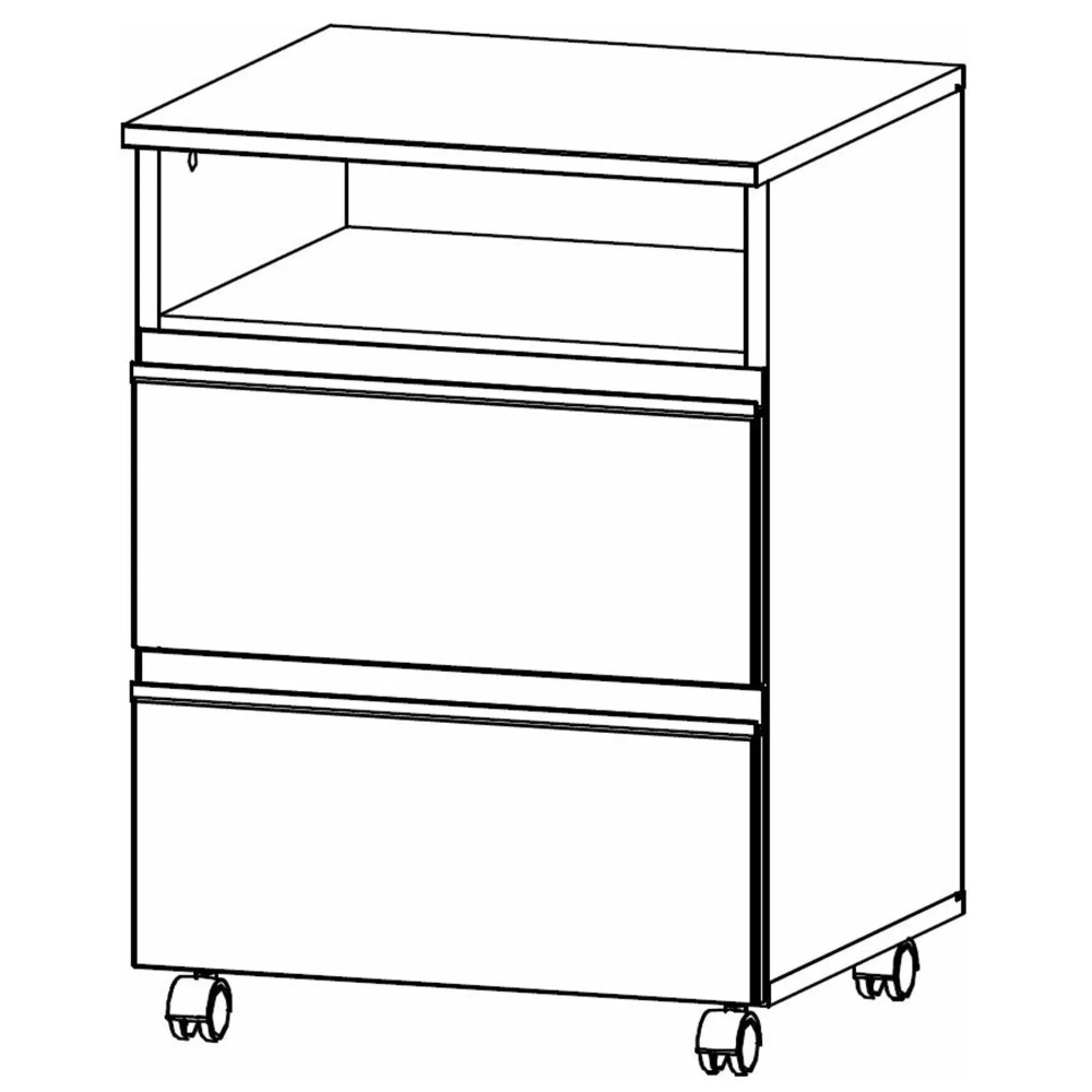 Joel 2 Drawer Bedside Cabinet on Wheels - Alpine White