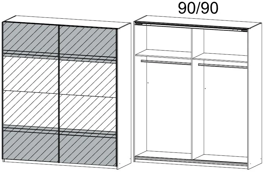 Koblenz 2 Door Sliding Wardrobe with Mirror - Metallic Grey