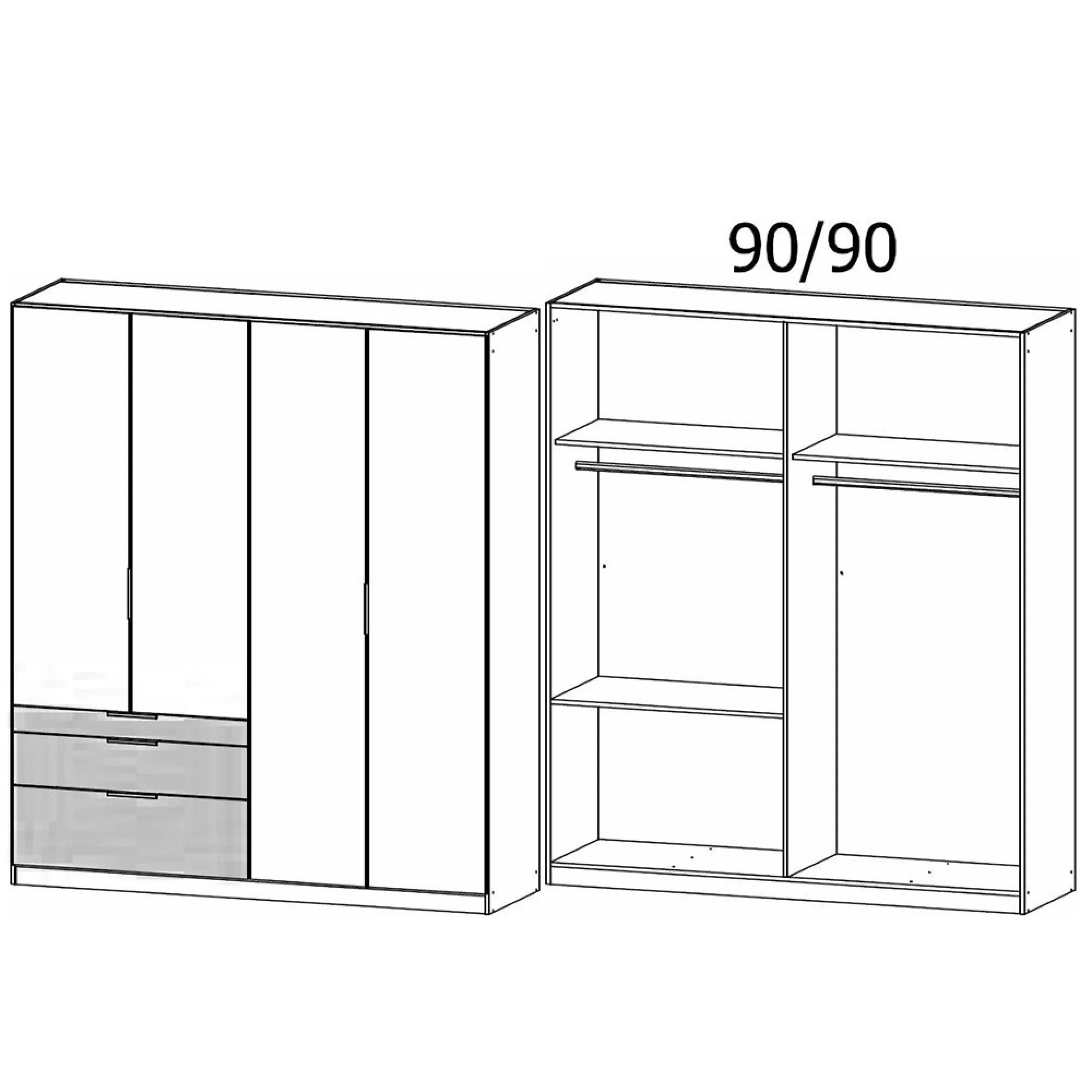 Koda 4 Door Wardrobe with Drawers - Alpine White