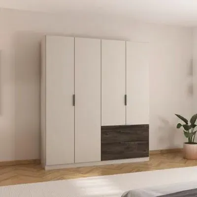 Koda 4 Door Wardrobe with Drawers - Champagne