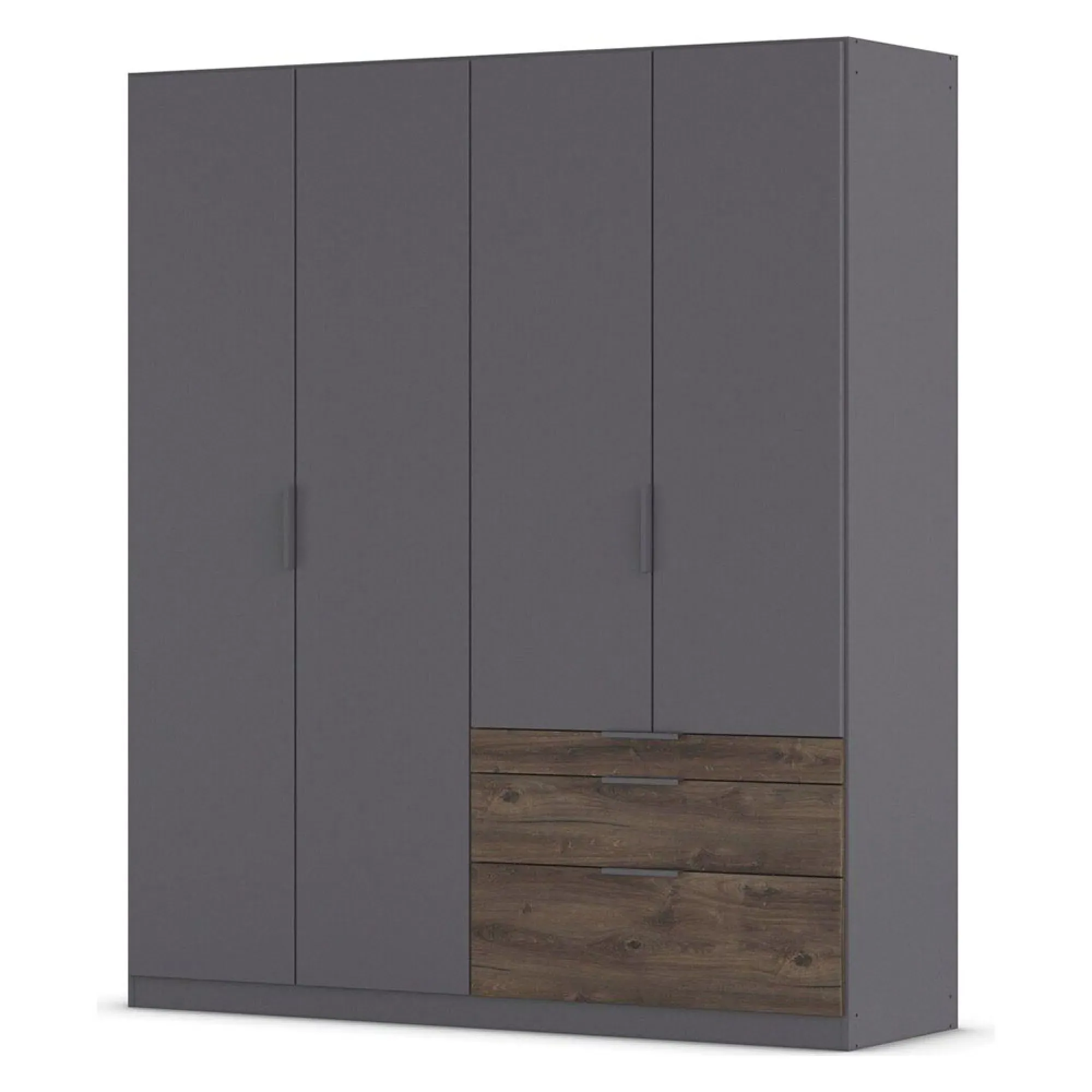 Koda 4 Door Wardrobe with Drawers - Metallic Dark Grey