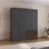 Koda 4 Door Wardrobe with Drawers - Metallic Dark Grey