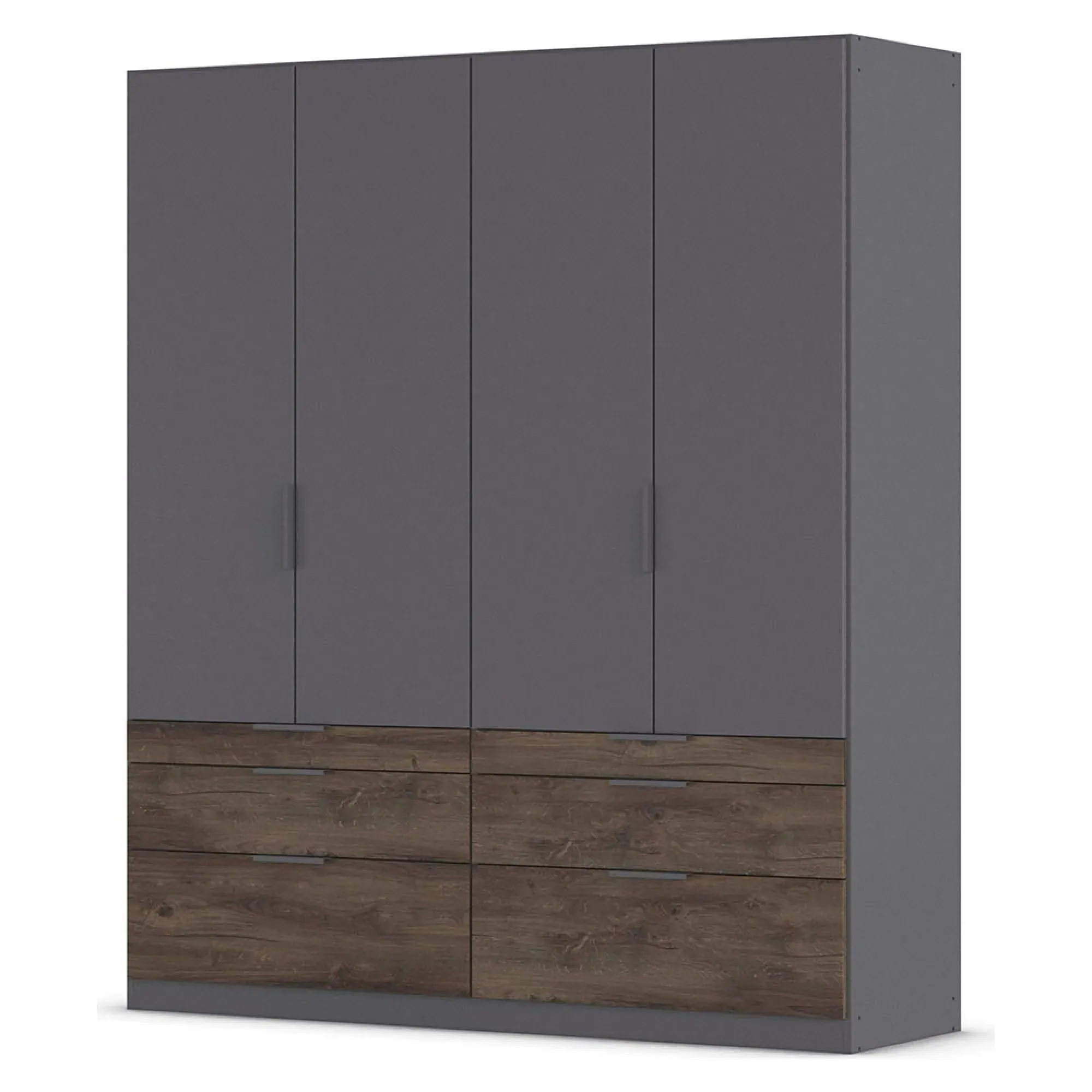 Koda 4 Door Wardrobe with Drawers - Metallic Dark Grey