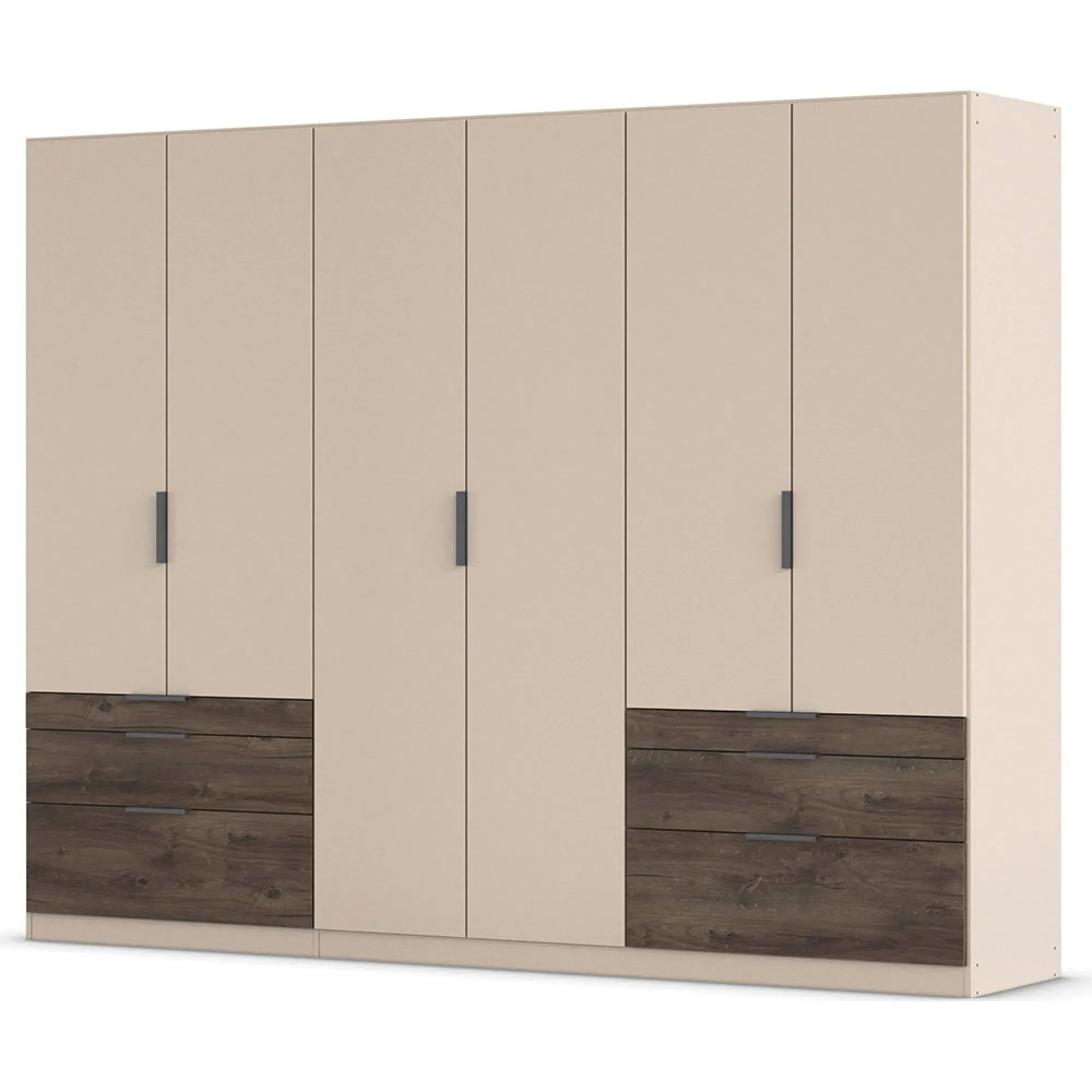 Koda 6 Door Wardrobe with Drawers - Champagne