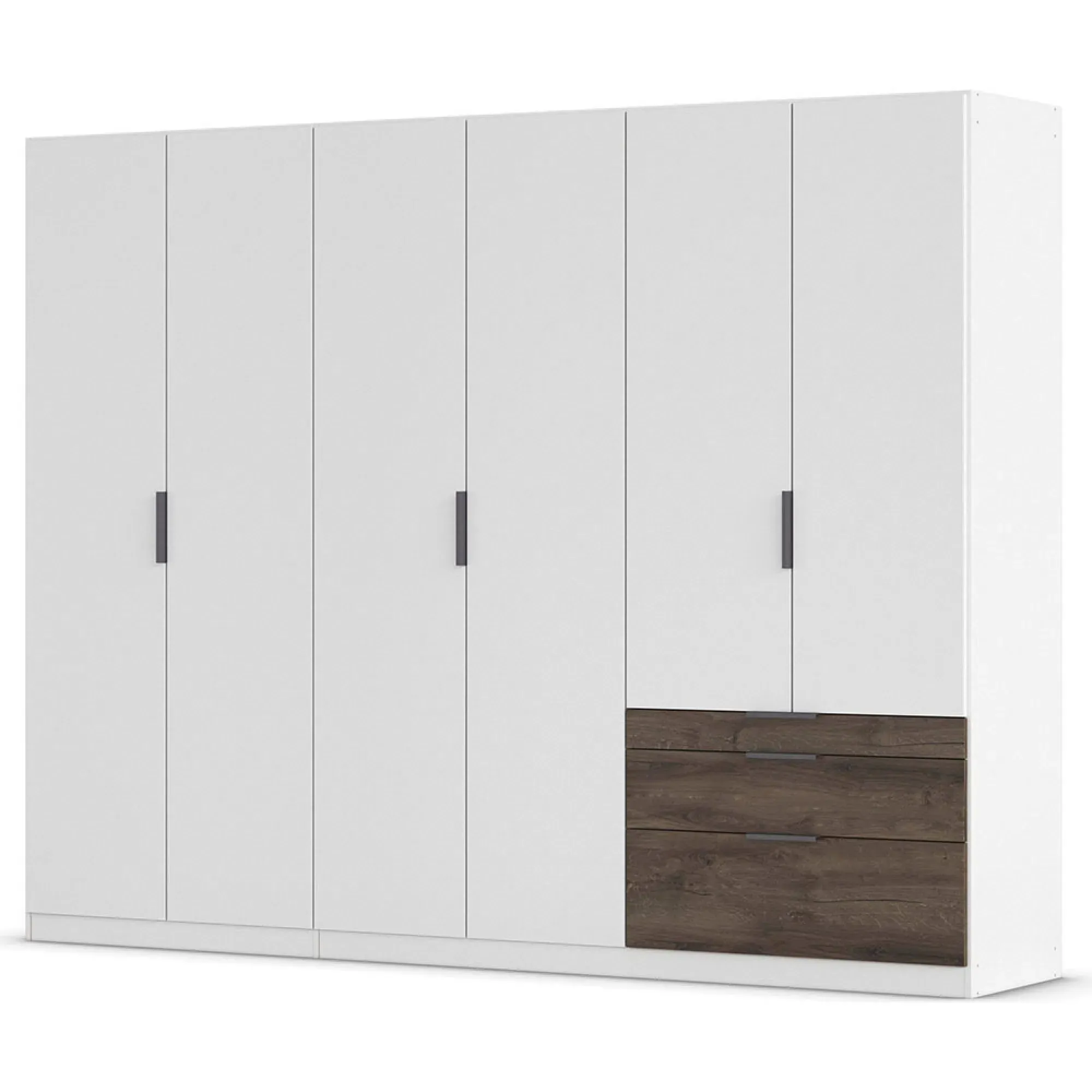 Koda 6 Door Wardrobe with RHF Drawers - Alpine White