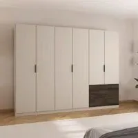 Koda 6 Door Wardrobe with RHF Drawers - Champagne