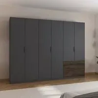 Koda 6 Door Wardrobe with RHF Drawers - Metallic Dark Grey
