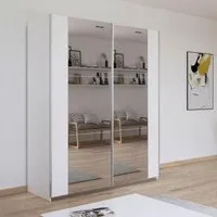 Kronach 175cm 2 Door Mirrored Sliding Wardrobe - Alpine White