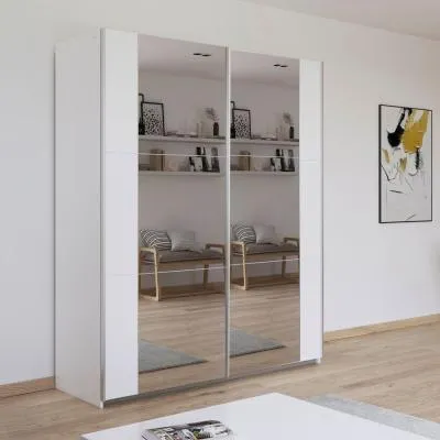 Kronach 175cm 2 Door Mirrored Sliding Wardrobe - Alpine White image