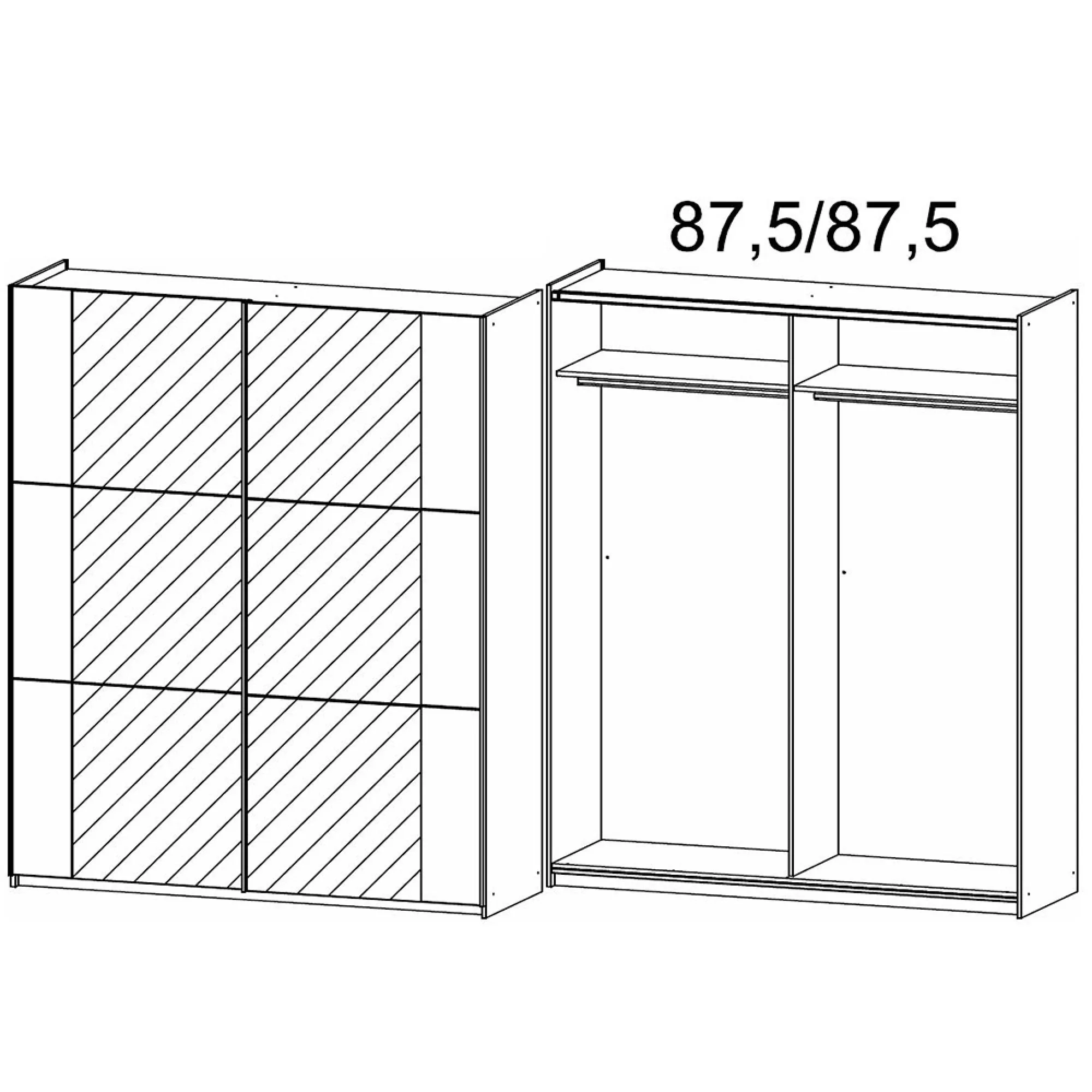 Kronach 175cm 2 Door Mirrored Sliding Wardrobe - Metallic Dark Grey