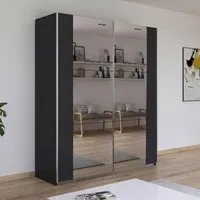 Kronach 175cm 2 Door Mirrored Sliding Wardrobe - Metallic Dark Grey