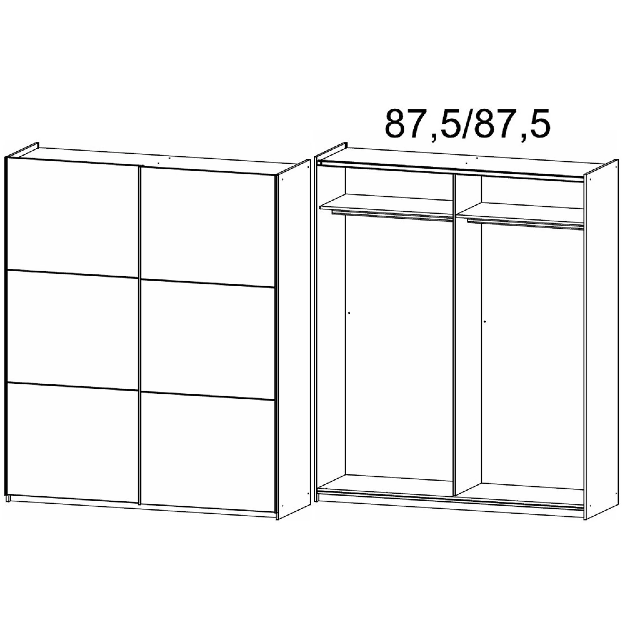 Kronach 175cm 2 Door Sliding Wardrobe - Metallic Dark Grey