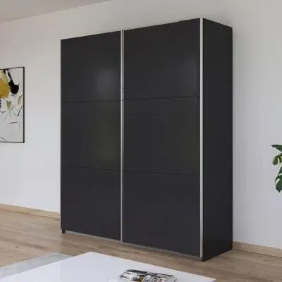 Kronach 175cm 2 Door Sliding Wardrobe - Metallic Dark Grey