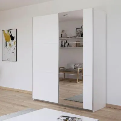 Kronach 175cm 2 Door Sliding Wardrobe with Mirror - Alpine White