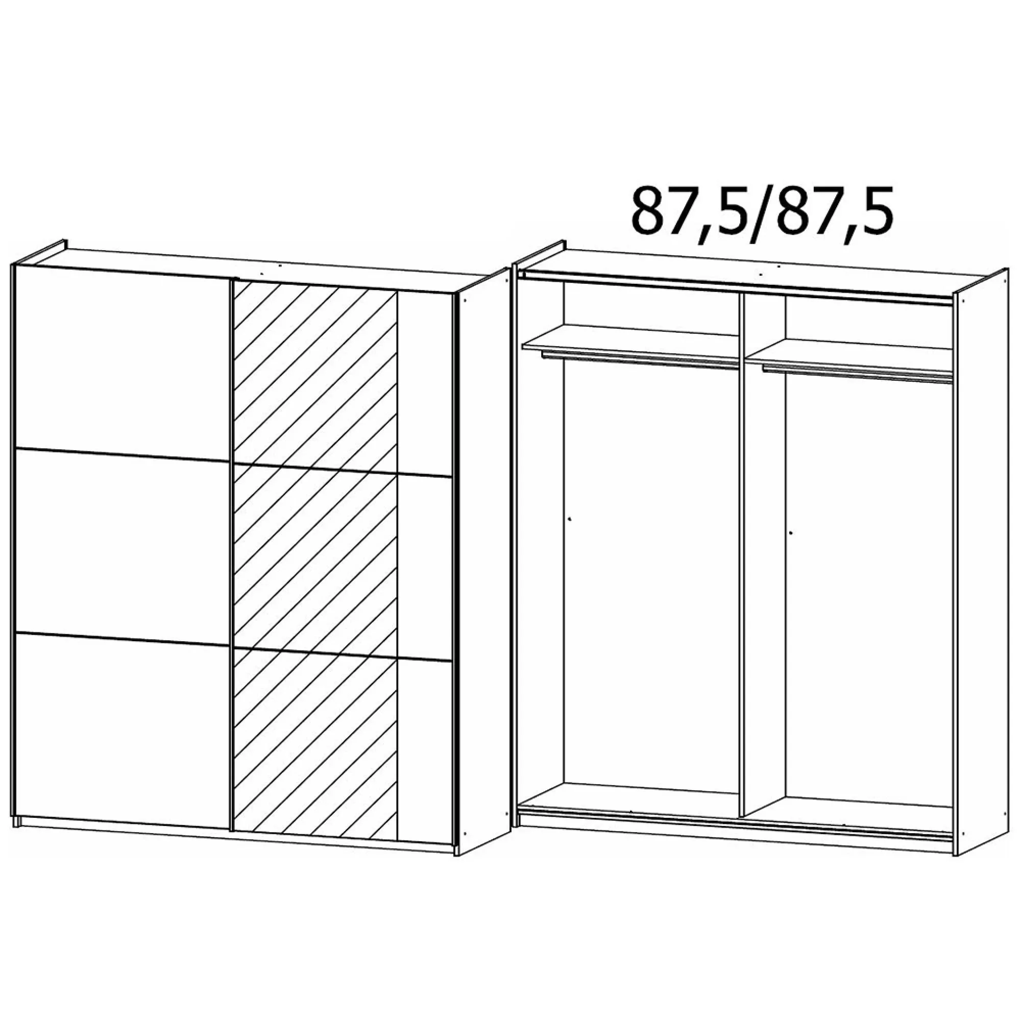 Kronach 175cm 2 Door Sliding Wardrobe with Mirror - Metallic Dark Grey