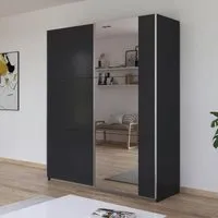 Kronach 175cm 2 Door Sliding Wardrobe with Mirror - Metallic Dark Grey