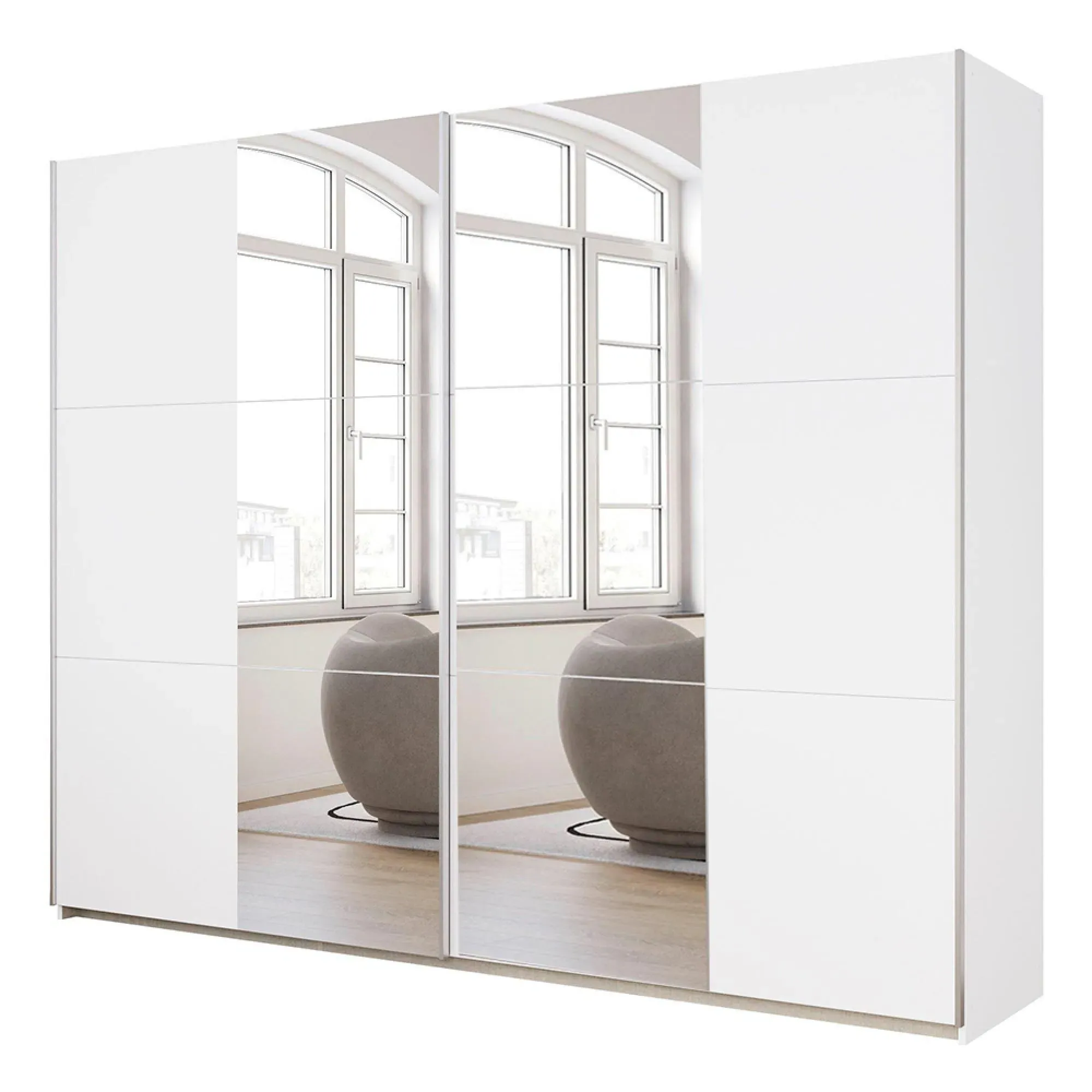 Kronach 2 Door Mirrored Sliding Wardrobe - Alpine White