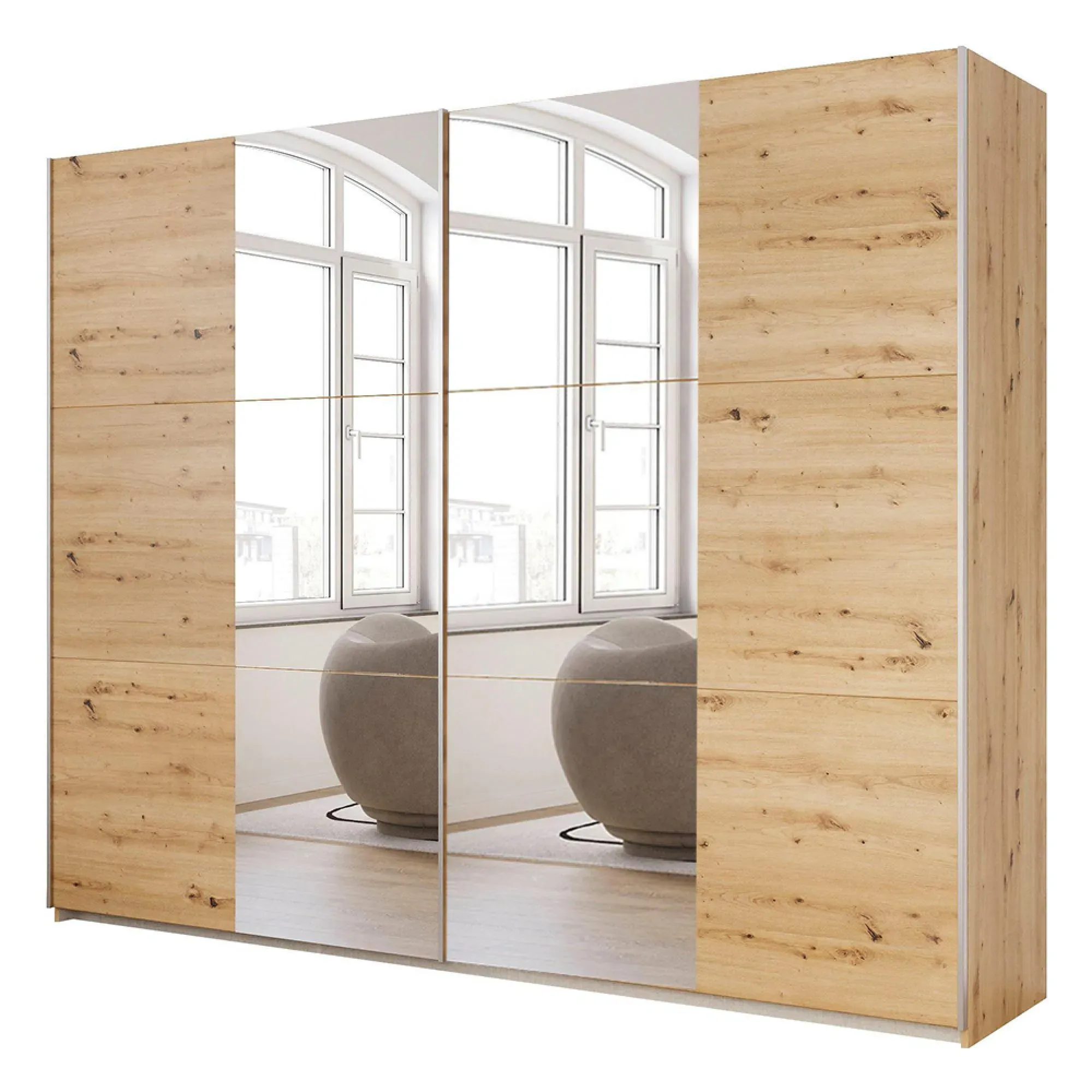 Kronach 2 Door Mirrored Sliding Wardrobe - Artisan Oak