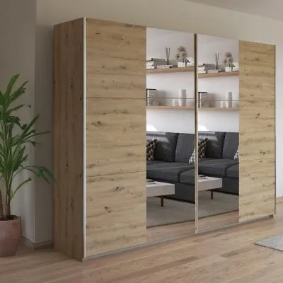 Kronach 2 Door Mirrored Sliding Wardrobe - Artisan Oak