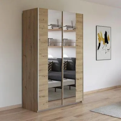 Kronach 2 Door Mirrored Sliding Wardrobe - Artisan Oak