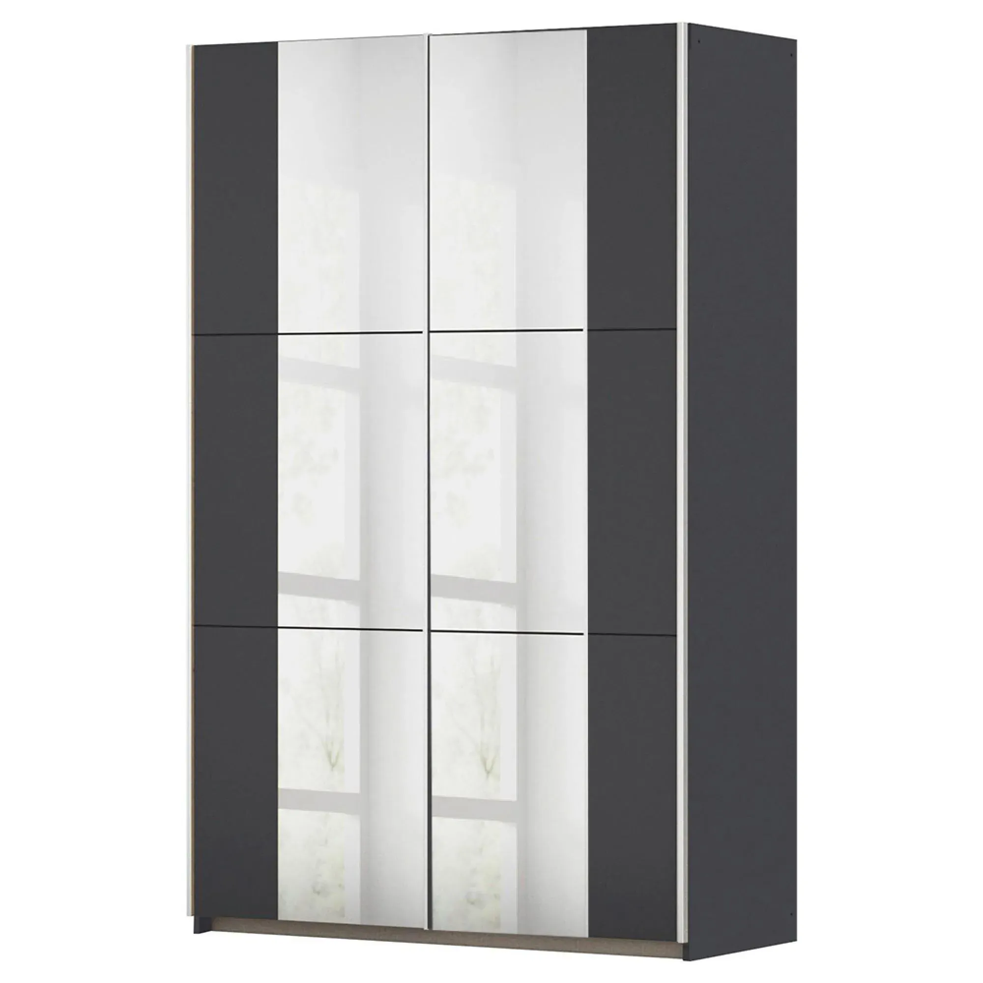Kronach 2 Door Mirrored Sliding Wardrobe - Metallic Dark Grey