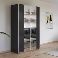 Kronach 2 Door Mirrored Sliding Wardrobe - Metallic Dark Grey