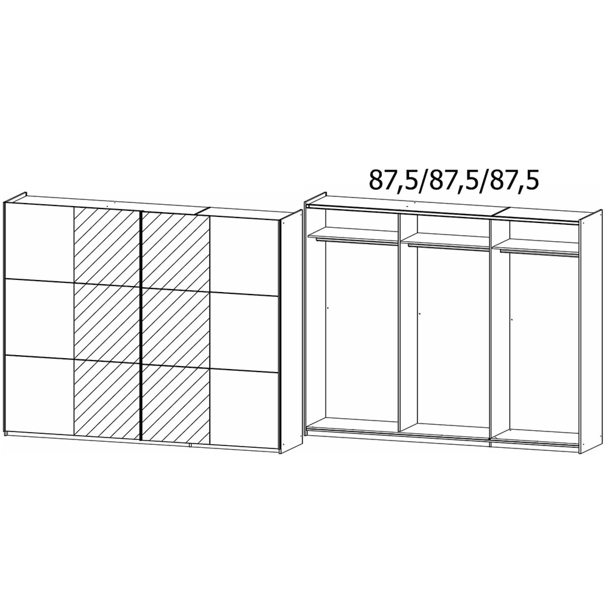 Kronach 2 Door Mirrored Sliding Wardrobe - Metallic Dark Grey