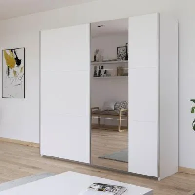 Kronach 2 Door Sliding Wardrobe with Mirror - Alpine White