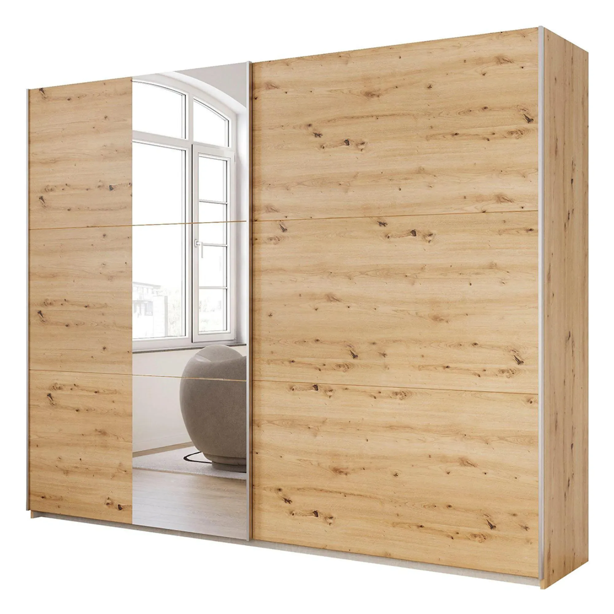 Kronach 2 Door Sliding Wardrobe with Mirror - Artisan Oak