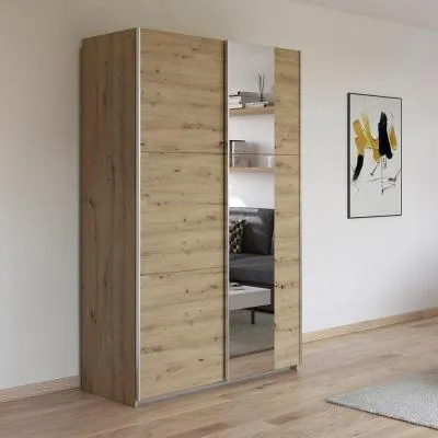 Kronach 2 Door Sliding Wardrobe with Mirror - Artisan Oak