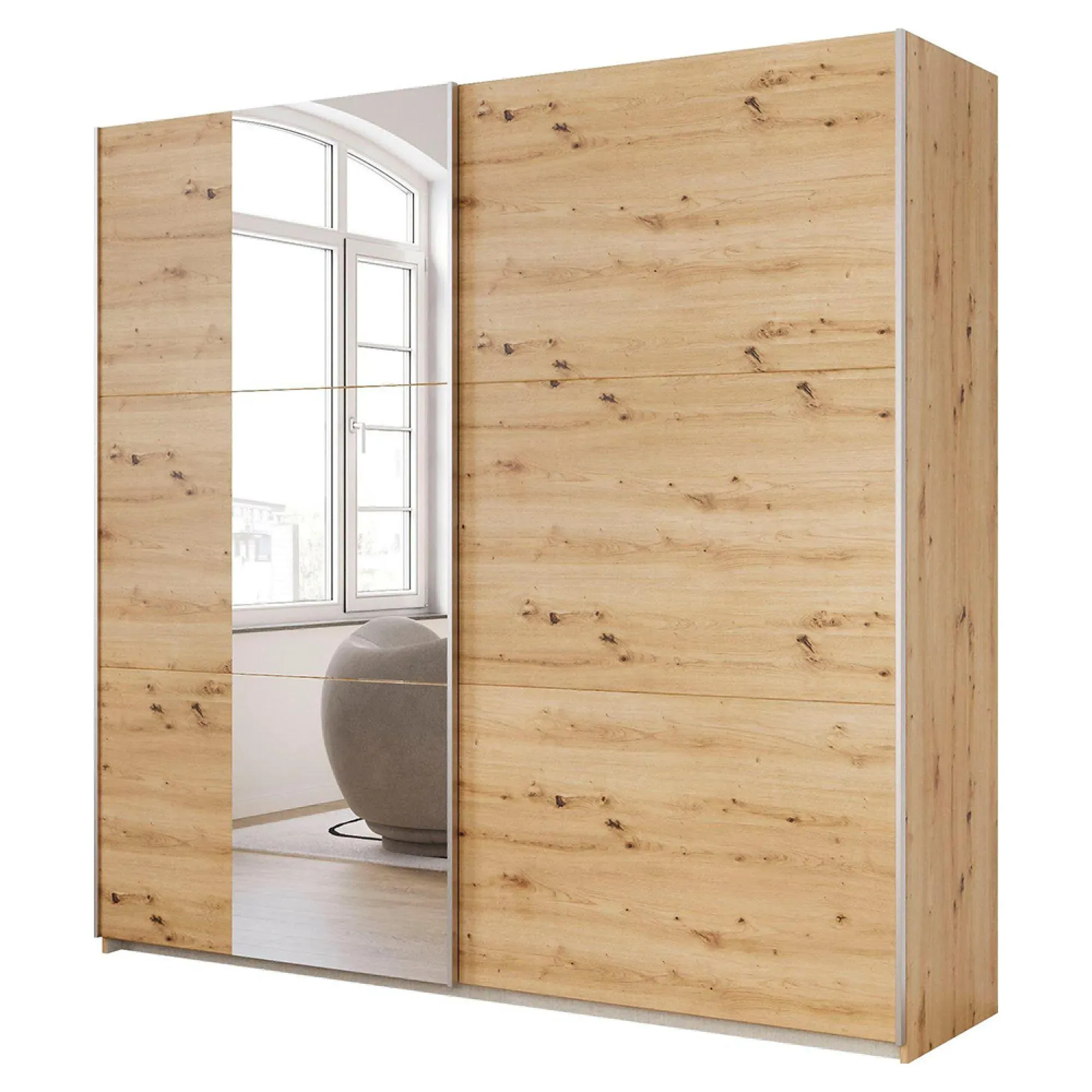 Kronach 2 Door Sliding Wardrobe with Mirror - Artisan Oak